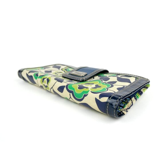 Fossil Womens Navy Green Floral Print Snap Bifold Wallet - Picture 5 of 14
